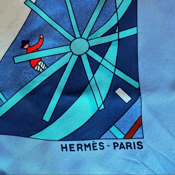 100% Authentic Hermes Silk Scarf “Les Folie Du Ciel II” - Picture 3 of 4
